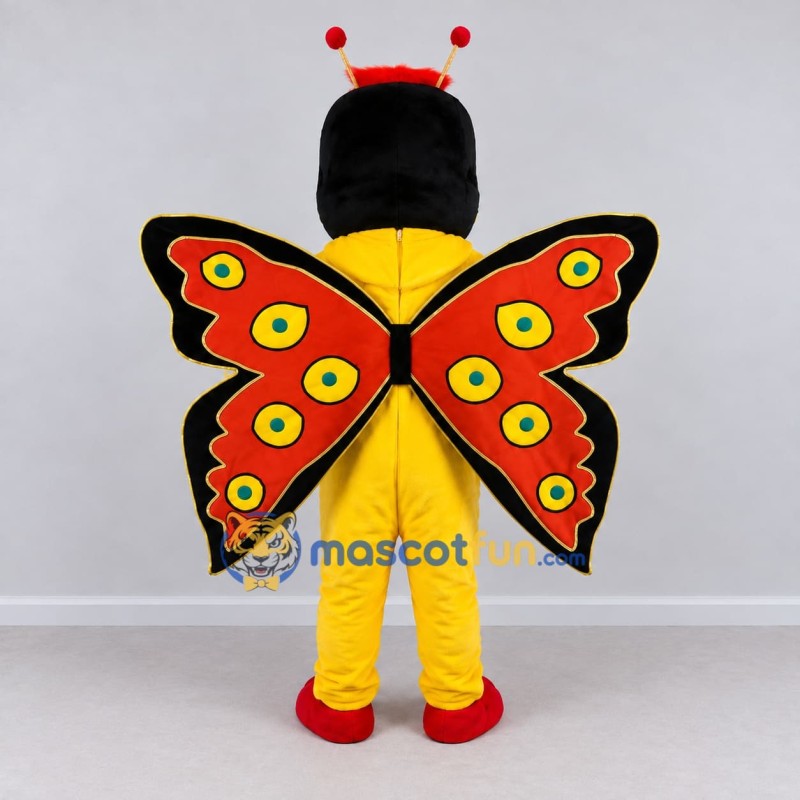 Custom Yellow Red and Black Butterfly Character Mascot Costume Adult Full Body Suit for Garden Events Custom Yellow Red and Black Butterfly Character Mascot Costume Adult Full Body Suit for Garden Events