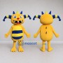 Custom Yellow and Blue Horned Monster Character Mascot Costume Adult Full Body Suit for Theme Parties