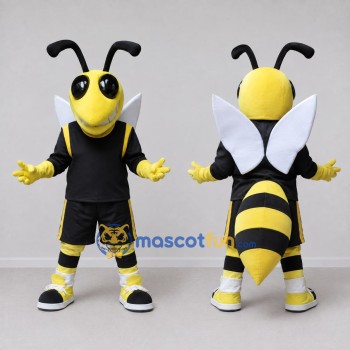 Custom Yellow and Black Wasp Character in Sportswear Mascot Costume Adult Full Body Suit for Sports Events