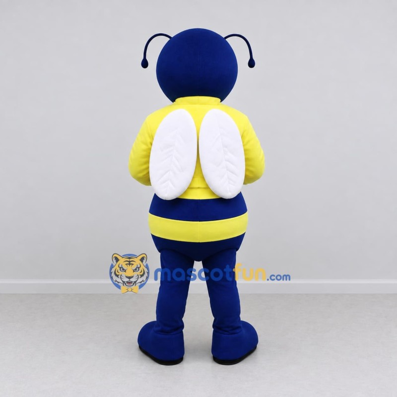 Custom Yellow and Blue Bee Character in a Sweatshirt Mascot Costume Adult Full Body Suit for Sports Events Custom Yellow and Blue Bee Character in a Sweatshirt Mascot Costume Adult Full Body Suit for Sports Events