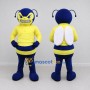 Custom Yellow and Blue Bee Character in a Sweatshirt Mascot Costume Adult Full Body Suit for Sports Events