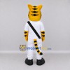 Custom Yellow and Black Tiger Character in Sportswear Mascot Costume Adult Full Body Suit for Sports Events Custom Yellow and Black Tiger Character in Sportswear Mascot Costume Adult Full Body Suit for Sports Events