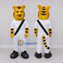Custom Yellow and Black Tiger Character in Sportswear Mascot Costume Adult Full Body Suit for Sports Events
