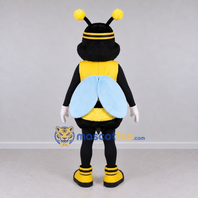 Custom Yellow and Black Bee Character with a Headband Mascot Costume Adult Full Body Suit for Garden Events Custom Yellow and Black Bee Character with a Headband Mascot Costume Adult Full Body Suit for Garden Events