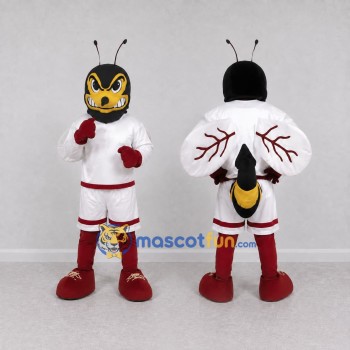 Custom Black Yellow and White Wasp Character in Sportswear Mascot Costume Adult Full Body Suit for Sports Events