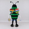 Custom Green and Black Bee Character with Multicolor Wings Mascot Costume Adult Full Body Suit for School Events Custom Green and Black Bee Character with Multicolor Wings Mascot Costume Adult Full Body Suit for School Events