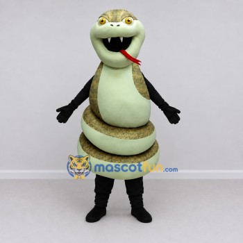 Custom Olive and Cream Snake Character Mascot Costume Adult Full Body Suit for Wildlife Events