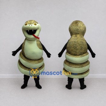 Custom Olive and Cream Snake Character Mascot Costume Adult Full Body Suit for Wildlife Events