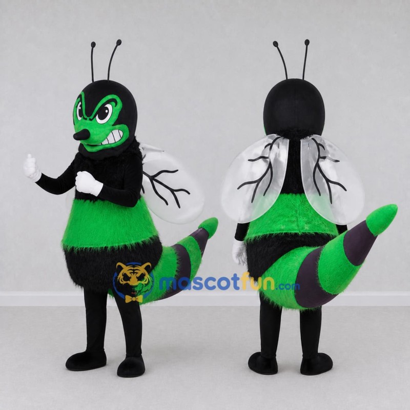Custom Green and Black Wasp Character Mascot Costume Adult Full Body Suit for Garden Events Custom Green and Black Wasp Character Mascot Costume Adult Full Body Suit for Garden Events