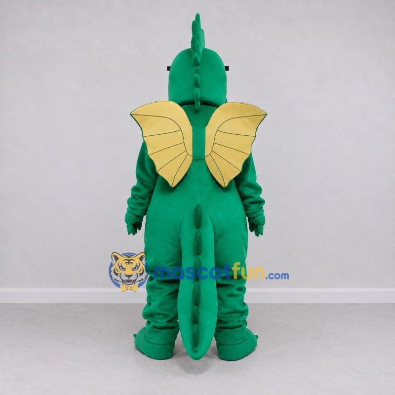 Custom Green and Yellow Winged Dragon Character with Sunglasses Mascot Costume Adult Full Body Suit for Theme Parties Custom Green and Yellow Winged Dragon Character with Sunglasses Mascot Costume Adult Full Body Suit for Theme Parties