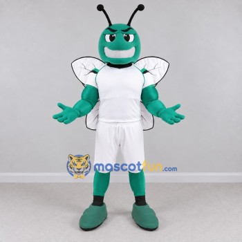 Custom Teal and White Wasp Character in Sportswear Mascot Costume Adult Full Body Suit for Sports Events