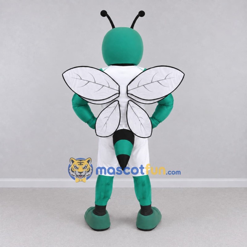 Custom Teal and White Wasp Character in Sportswear Mascot Costume Adult Full Body Suit for Sports Events Custom Teal and White Wasp Character in Sportswear Mascot Costume Adult Full Body Suit for Sports Events