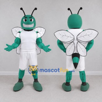 Custom Teal and White Wasp Character in Sportswear Mascot Costume Adult Full Body Suit for Sports Events