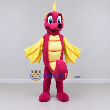 Custom Pink and Yellow Winged Dragon Character Mascot Costume Adult Full Body Suit for Theme Parties Custom Pink and Yellow Winged Dragon Character Mascot Costume Adult Full Body Suit for Theme Parties