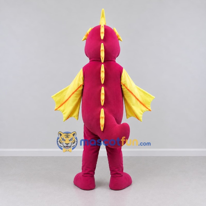 Custom Pink and Yellow Winged Dragon Character Mascot Costume Adult Full Body Suit for Theme Parties Custom Pink and Yellow Winged Dragon Character Mascot Costume Adult Full Body Suit for Theme Parties