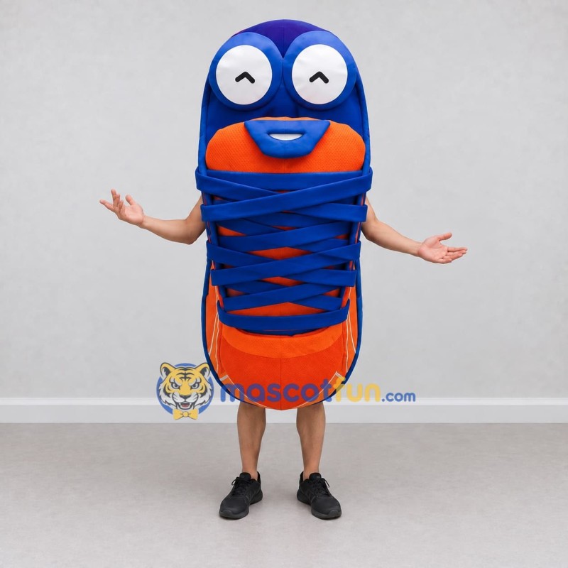 Custom Blue and Orange Sneaker Character Mascot Costume Adult Full Body Suit for Sports Events Custom Blue and Orange Sneaker Character Mascot Costume Adult Full Body Suit for Sports Events
