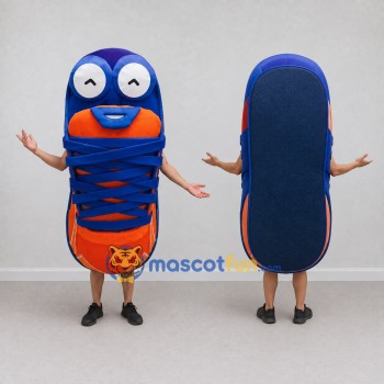 Custom Blue and Orange Sneaker Character Mascot Costume Adult Full Body Suit for Sports Events