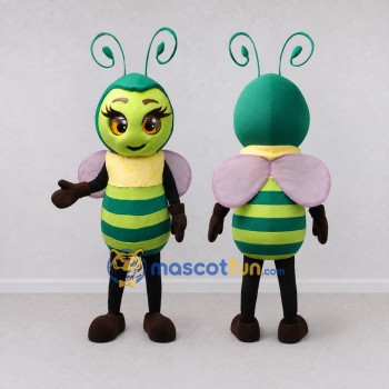 Custom Green and Yellow Bee Character Mascot Costume Adult Full Body Suit for Garden Events