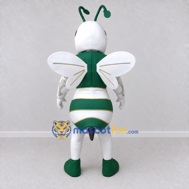 Custom Green and White Wasp Character Mascot Costume Adult Full Body Suit for Garden Events