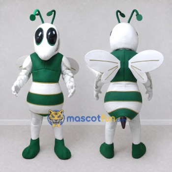 Custom Green and White Wasp Character Mascot Costume Adult Full Body Suit for Garden Events
