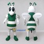 Custom Green and White Wasp Character Mascot Costume Adult Full Body Suit for Garden Events