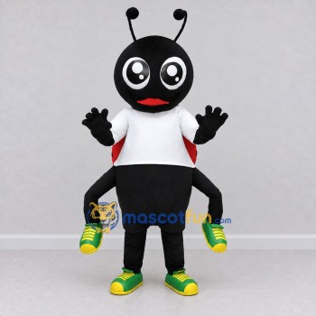 Custom Black Red and White Ladybug Character in a T-Shirt Mascot Costume Adult Full Body Suit for Garden Events Custom Black Red and White Ladybug Character in a T-Shirt Mascot Costume Adult Full Body Suit for Garden Events
