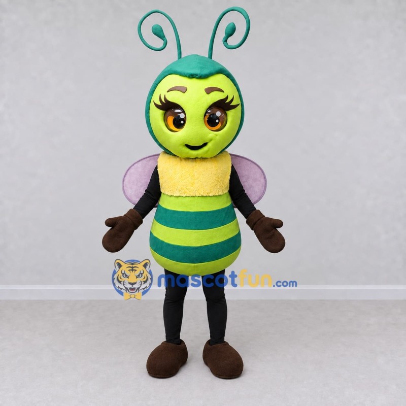 Custom Green and Yellow Bee Character Mascot Costume Adult Full Body Suit for Garden Events Custom Green and Yellow Bee Character Mascot Costume Adult Full Body Suit for Garden Events