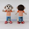Custom Brown and Orange Monkey Character in a Striped Shirt Mascot Costume Adult Full Body Suit for School Events Custom Brown and Orange Monkey Character in a Striped Shirt Mascot Costume Adult Full Body Suit for School Events