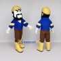 Custom Blue and Brown Bearded Worker Character Mascot Costume Adult Full Body Suit for Community Events