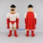 Custom Red and Cream Mustached Superhero Character Mascot Costume Adult Full Body Suit for Theme Parties
