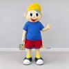 Custom Blue Red and Yellow Boy Character with a Beanie Mascot Costume Adult Full Body Suit for School Events Custom Blue Red and Yellow Boy Character with a Beanie Mascot Costume Adult Full Body Suit for School Events