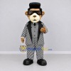 Custom Brown Black and White Bear Character in a Checkered Suit Mascot Costume Adult Full Body Suit for Theme Parties
