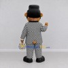 Custom Brown Black and White Bear Character in a Checkered Suit Mascot Costume Adult Full Body Suit for Theme Parties