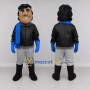 Custom Black Blue and Gray Aviator Character Mascot Costume Adult Full Body Suit for Theme Parties
