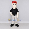 Custom Black and Gray Red-Haired Man Character Mascot Costume Adult Full Body Suit for Community Events Custom Black and Gray Red-Haired Man Character Mascot Costume Adult Full Body Suit for Community Events
