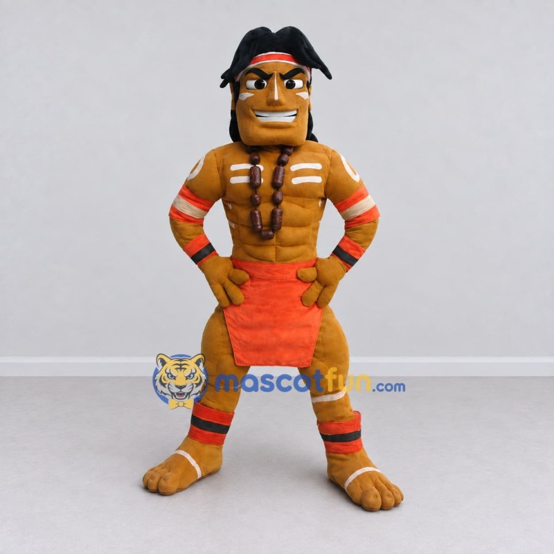 Custom Brown and Orange Fantasy Warrior Character Mascot Costume Adult Full Body Suit for Theme Parties Custom Brown and Orange Fantasy Warrior Character Mascot Costume Adult Full Body Suit for Theme Parties