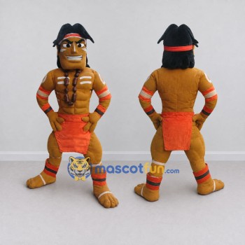 Custom Brown and Orange Fantasy Warrior Character Mascot Costume Adult Full Body Suit for Theme Parties