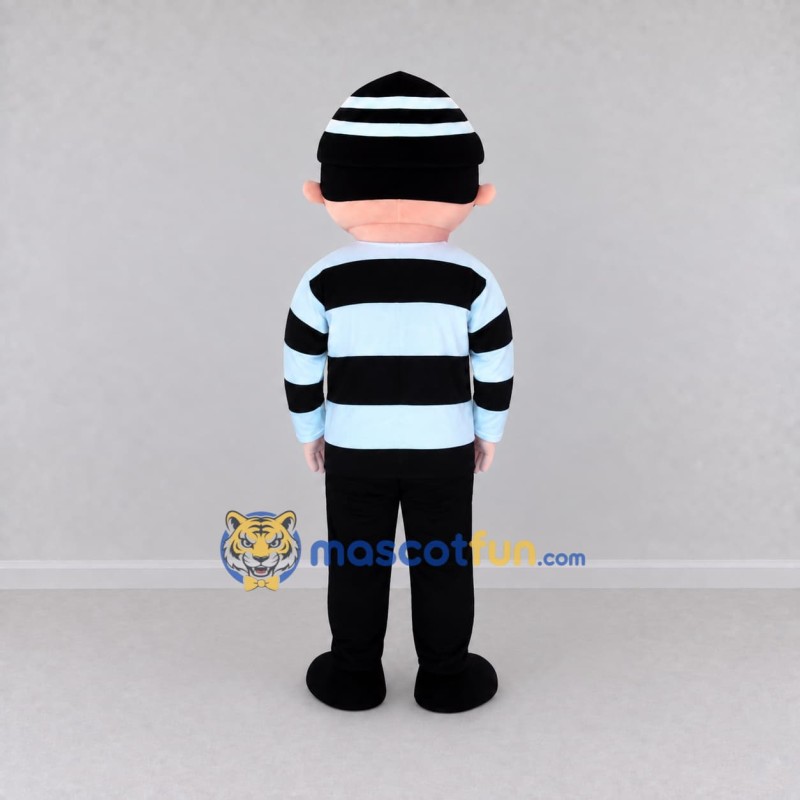 Custom Black and White Masked Burglar Character Mascot Costume Adult Full Body Suit for Theme Parties Custom Black and White Masked Burglar Character Mascot Costume Adult Full Body Suit for Theme Parties