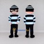 Custom Black and White Masked Burglar Character Mascot Costume Adult Full Body Suit for Theme Parties