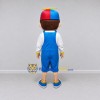Custom Blue and White Boy Character in Overalls Mascot Costume Adult Full Body Suit for School Events Custom Blue and White Boy Character in Overalls Mascot Costume Adult Full Body Suit for School Events