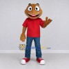 Custom Brown and Red Rodent Character in a T-Shirt Mascot Costume Adult Full Body Suit for School Events Custom Brown and Red Rodent Character in a T-Shirt Mascot Costume Adult Full Body Suit for School Events