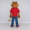 Custom Brown and Red Rodent Character in a T-Shirt Mascot Costume Adult Full Body Suit for School Events Custom Brown and Red Rodent Character in a T-Shirt Mascot Costume Adult Full Body Suit for School Events