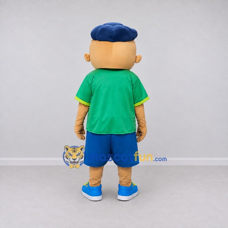 Custom Green and Blue Boy Character in a T-Shirt Mascot Costume Adult Full Body Suit for School Events Custom Green and Blue Boy Character in a T-Shirt Mascot Costume Adult Full Body Suit for School Events