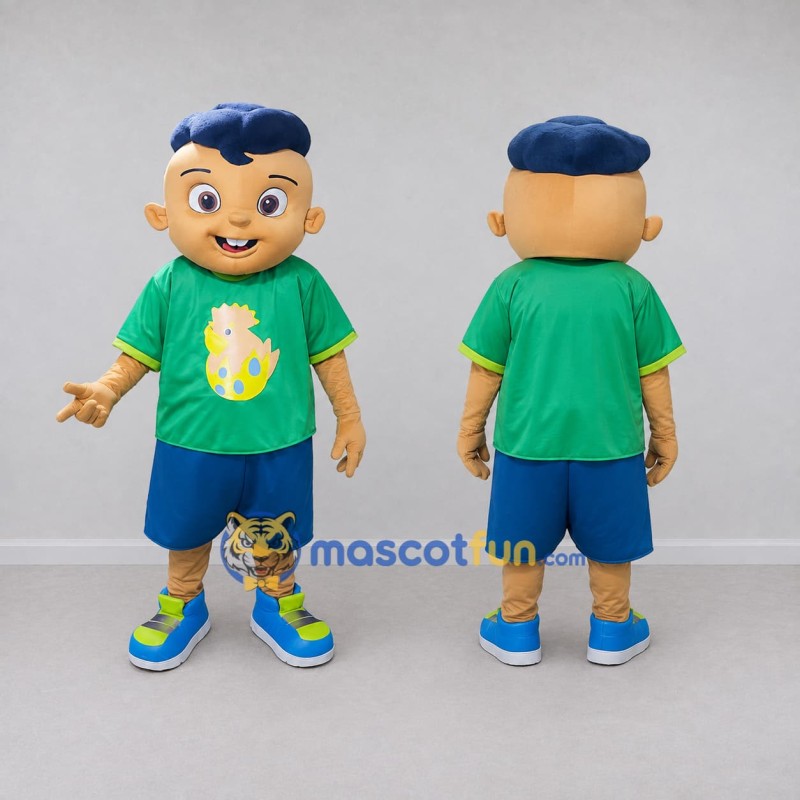 Custom Green and Blue Boy Character in a T-Shirt Mascot Costume Adult Full Body Suit for School Events Custom Green and Blue Boy Character in a T-Shirt Mascot Costume Adult Full Body Suit for School Events