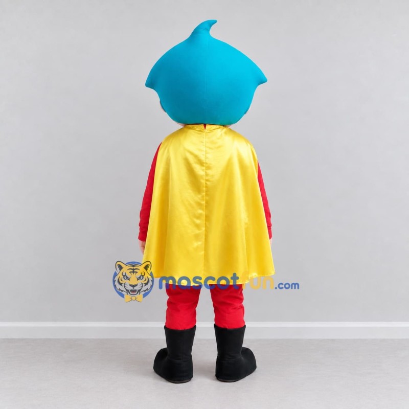 Custom Red Yellow and Teal Superhero Clown Character Mascot Costume Adult Full Body Suit for Theme Parties