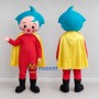 Custom Red Yellow and Teal Superhero Clown Character Mascot Costume Adult Full Body Suit for Theme Parties