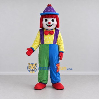 Custom Yellow Blue and Green Clown Character in Overalls Mascot Costume Adult Full Body Suit for Theme Parties Custom Yellow Blue and Green Clown Character in Overalls Mascot Costume Adult Full Body Suit for Theme Parties