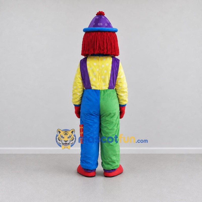 Custom Yellow Blue and Green Clown Character in Overalls Mascot Costume Adult Full Body Suit for Theme Parties Custom Yellow Blue and Green Clown Character in Overalls Mascot Costume Adult Full Body Suit for Theme Parties
