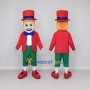 Custom Red and Green Clown Character with a Top Hat Mascot Costume Adult Full Body Suit for Theme Parties