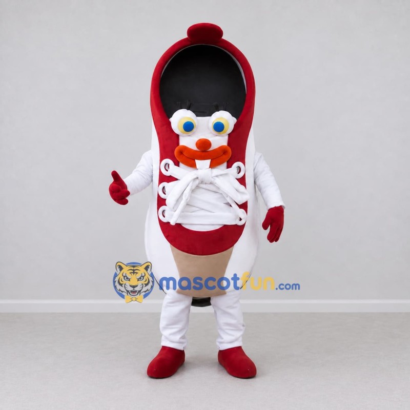 Custom Red and White Clown Sneaker Character Mascot Costume Adult Full Body Suit for Theme Parties Custom Red and White Clown Sneaker Character Mascot Costume Adult Full Body Suit for Theme Parties